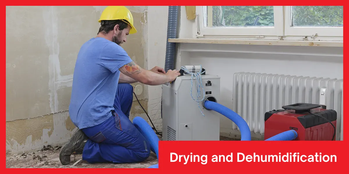 Drying and Dehumidification Drying and dehumidification process for water damage restoration
